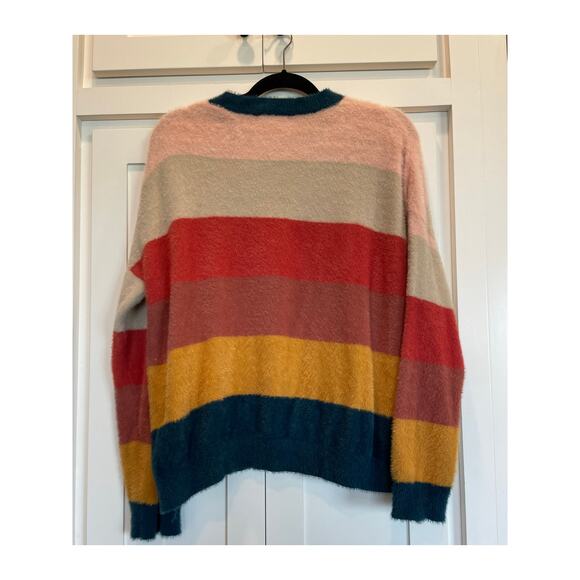 Coco + Jamieson multi stripe fuzzy crewneck sweater Med - Picture 2 of 9